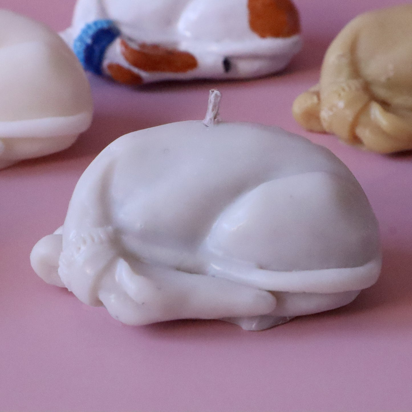 SET OF 3, HANDMADE GREYHOUND CANDLES, SLEEPING