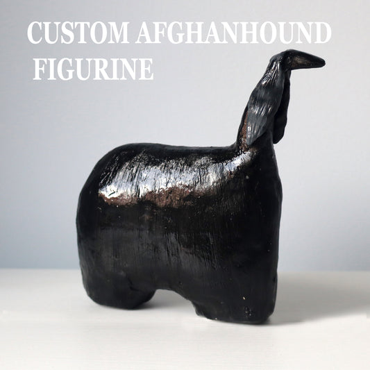 Black afghan hound figurine, afghanhound sculpture, afghan hound gift