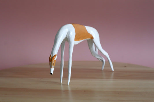 sighthound figurine, sniffing ground, sighthound art, custom figurine, custom dog art, custom greyhound art,greyhound gift