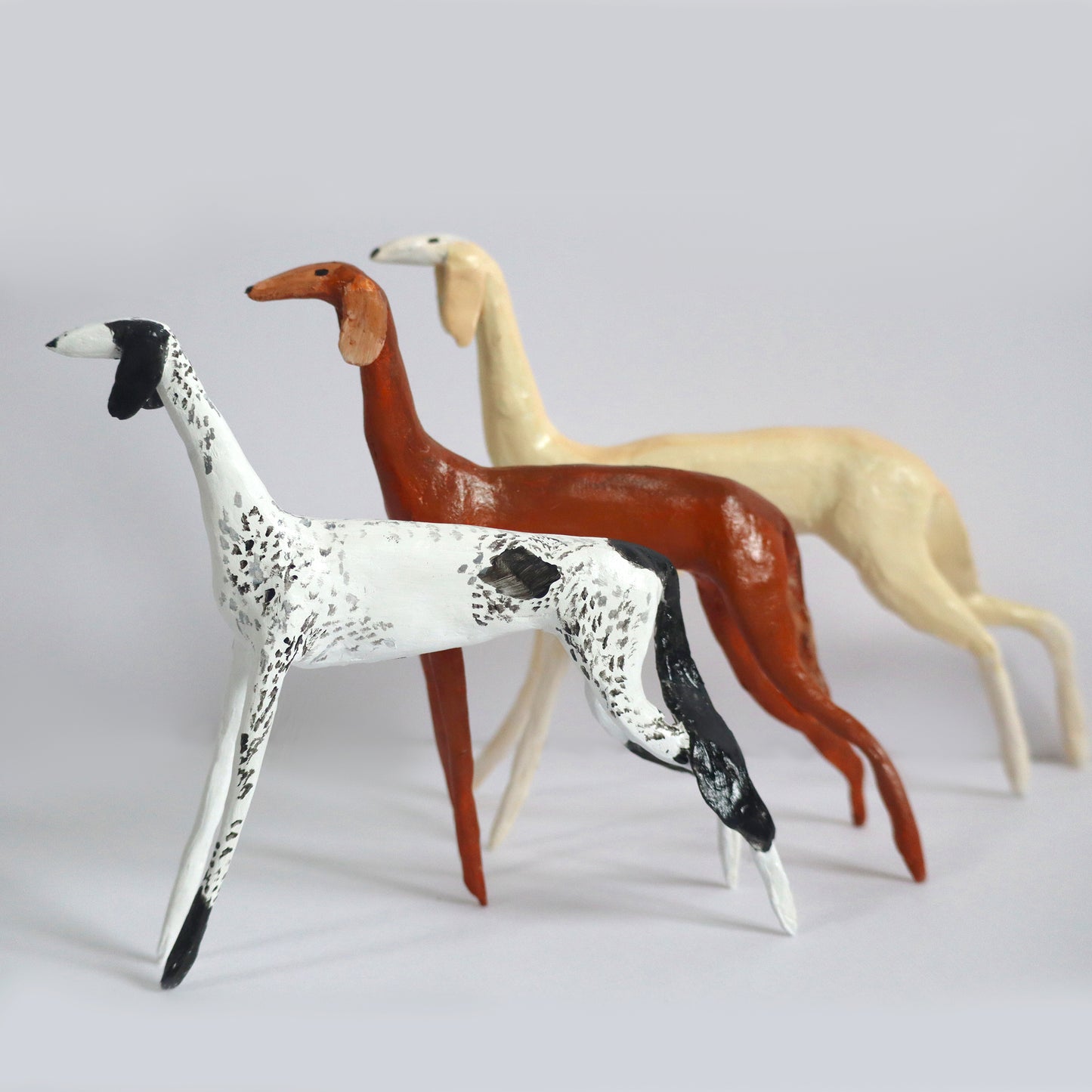 Three saluki figurines, saluki figurine, personalized saluki figurines, saluki artwork, saluki art