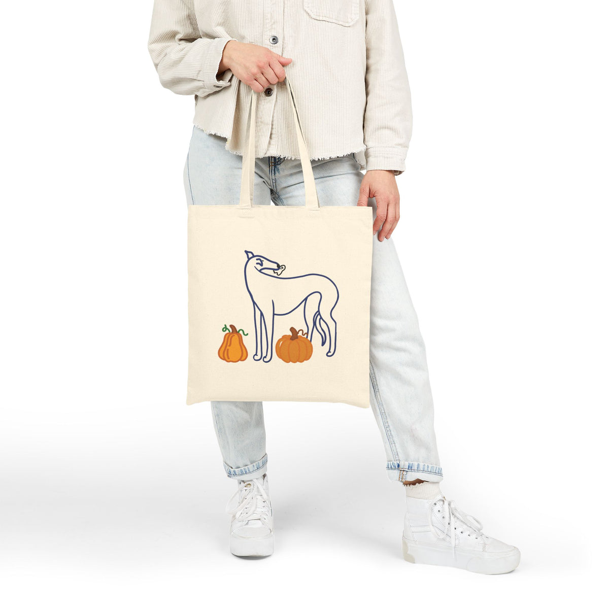 A Very Spooky Snoot – Greyhound Pumpkin Tote Bag