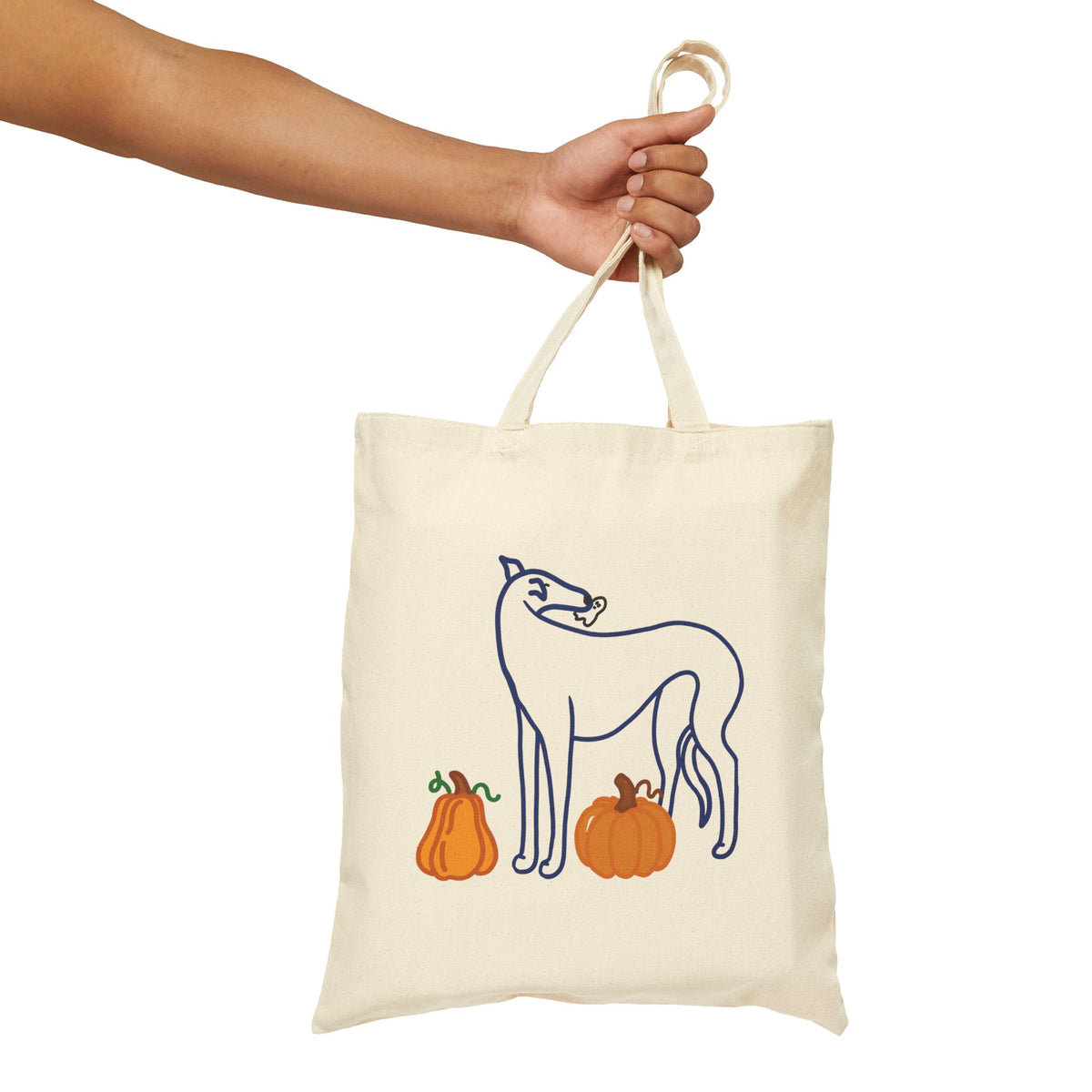 A Very Spooky Snoot – Greyhound Pumpkin Tote Bag