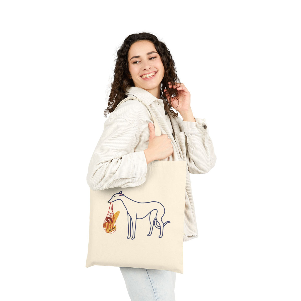 Noodle Goes Shopping – Sighthound Tote Bag