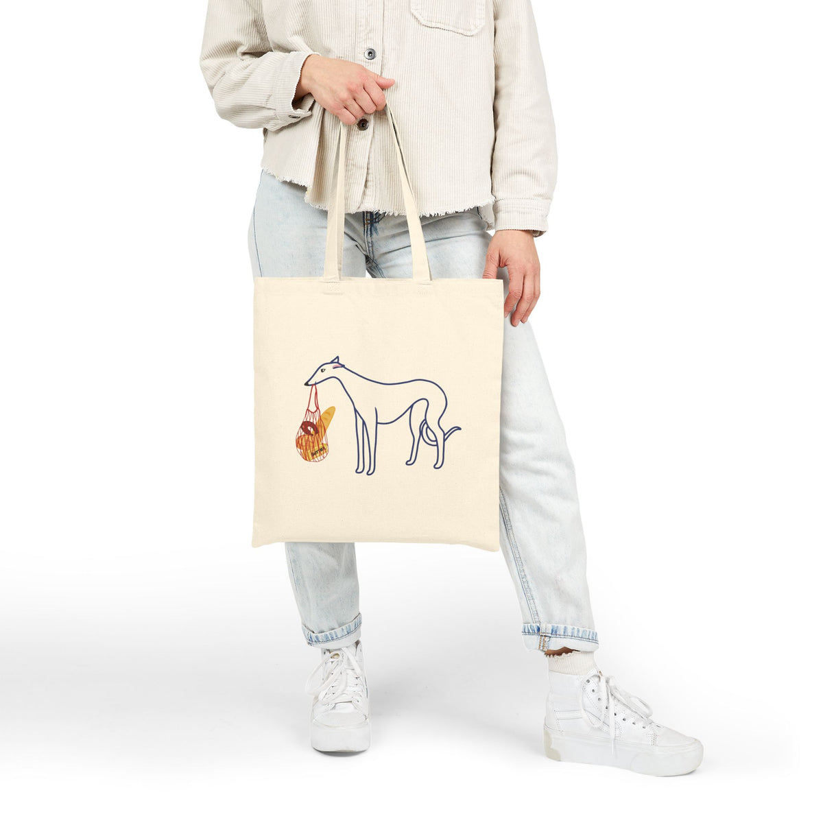 Noodle Goes Shopping – Sighthound Tote Bag