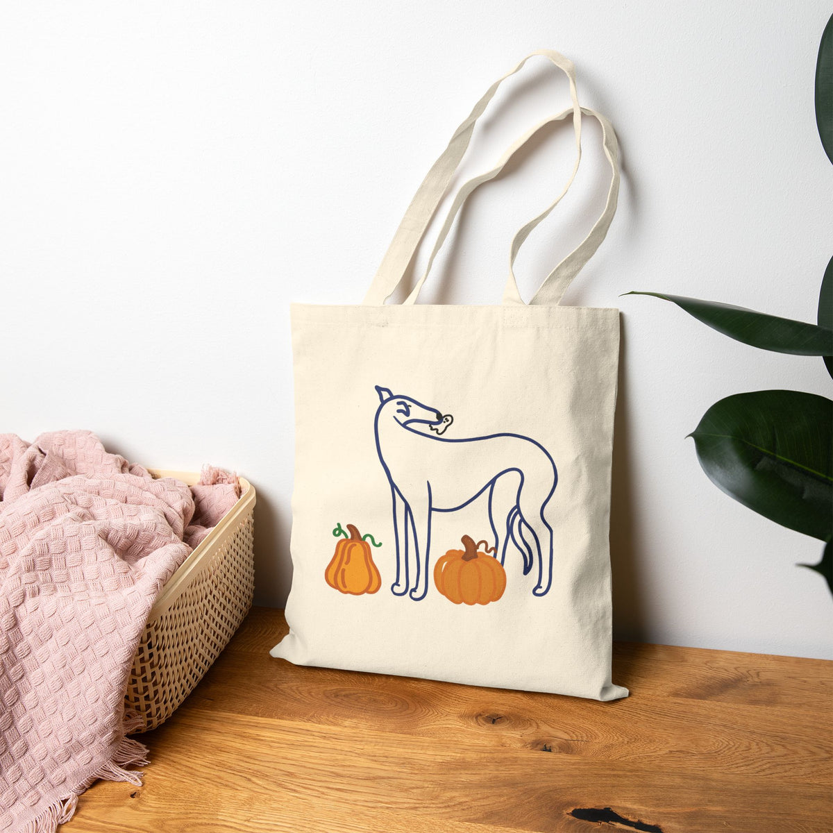 A Very Spooky Snoot – Greyhound Pumpkin Tote Bag