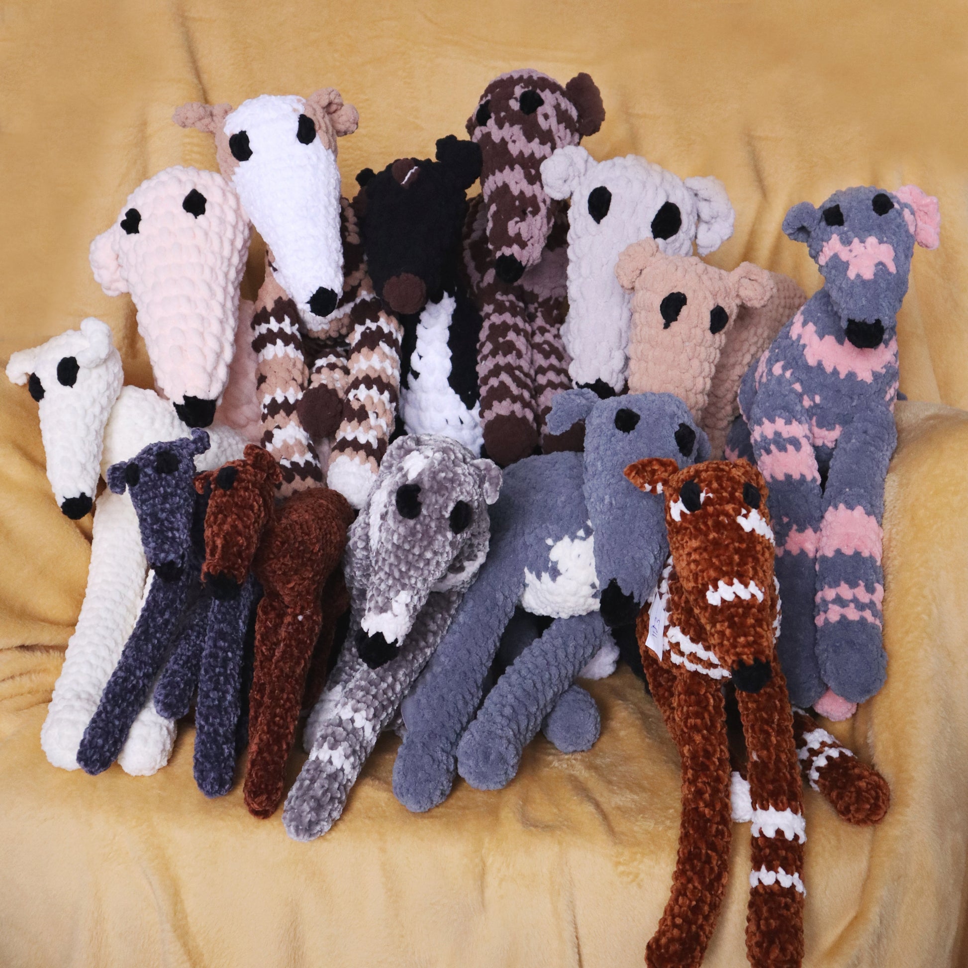 soft greyhound plush, handmade stuffed greyhounds