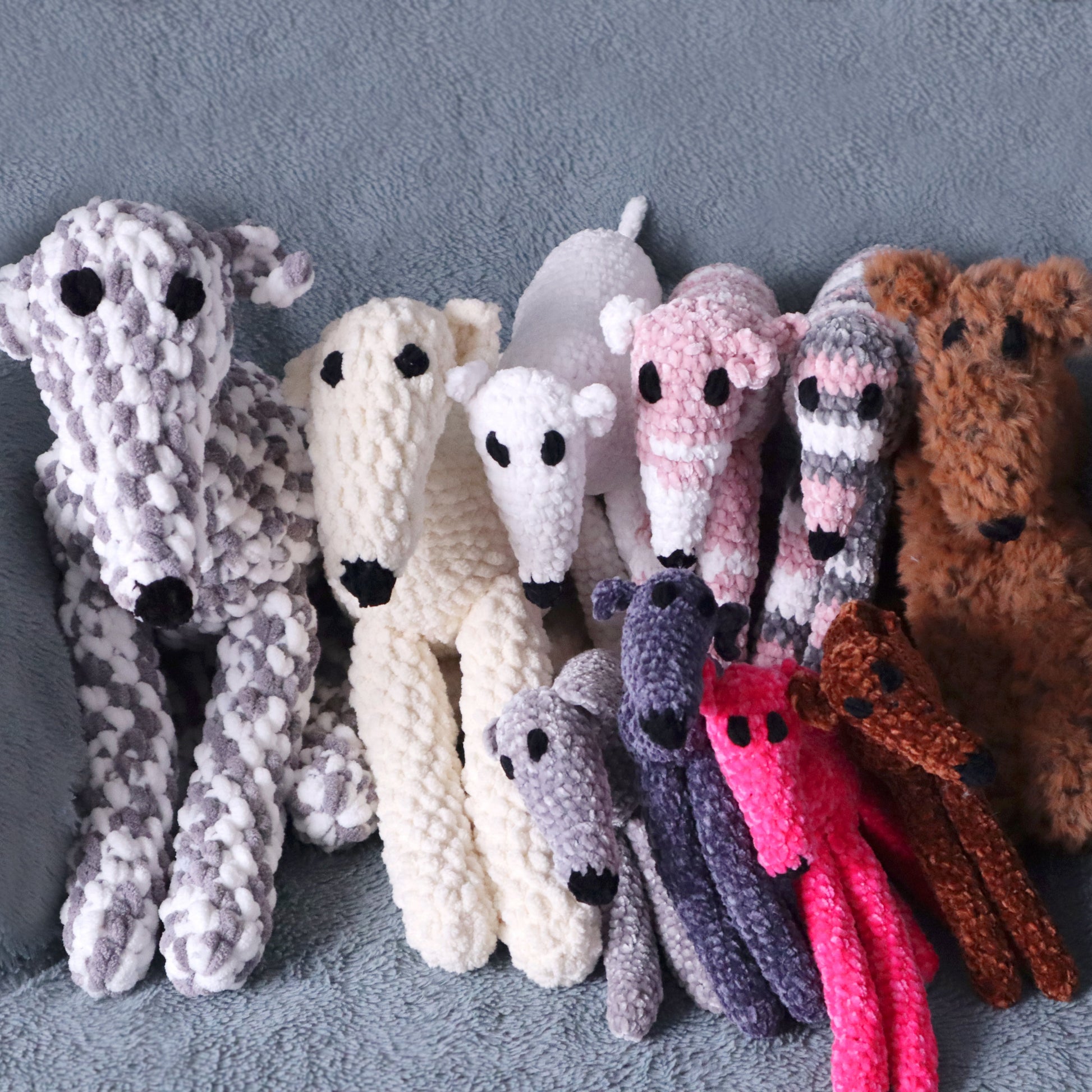 Soft greyhound toys, stuffed animals, knitted greyhound, sighthound pelush, greyhound gift